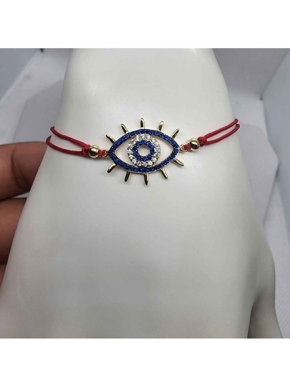 NEW Sterling SIlver 925 Evil Eye Design with Adjustable Bracelet